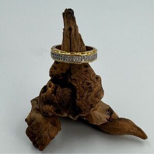 Seta Pave Simulation Diamond Band Ring Men’s Ring Size 9 Two Tone